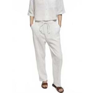 Mango 100% Cotton Gauze Elastic Waist Cotton Pants Off White NWT Medium
